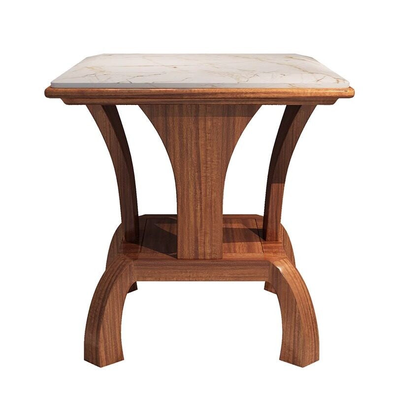 Wenge Wood Side Table with Natural Marble Top