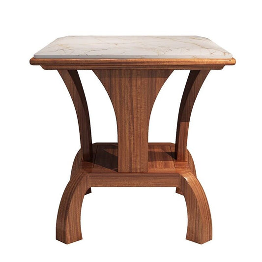 Wenge Wood Side Table with Natural Marble Top