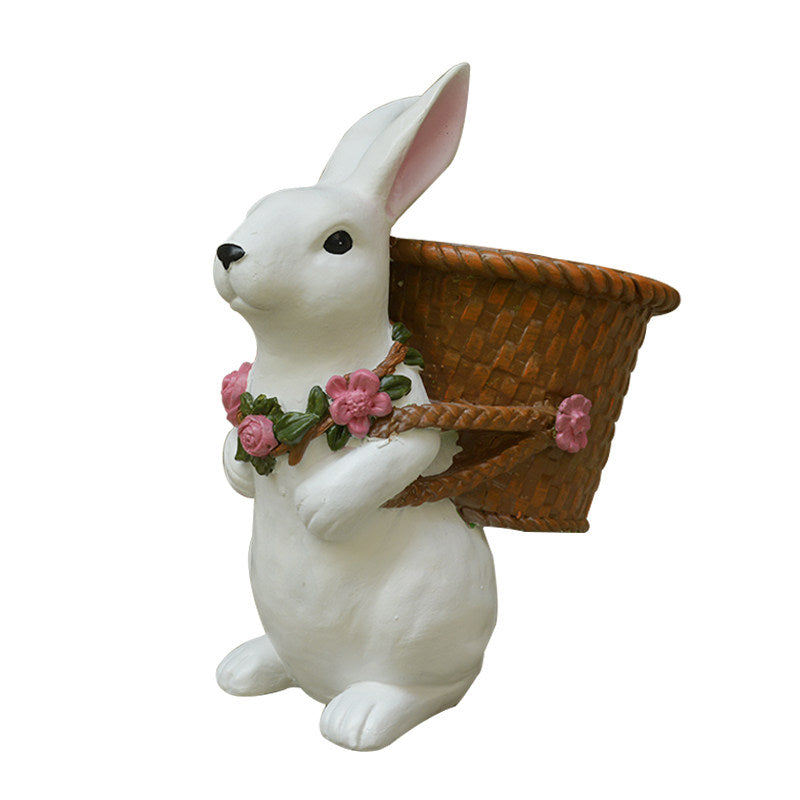 White Rabbit Planter 12 Inch, Bunny Flower Pot for Garden and Patio Decor
