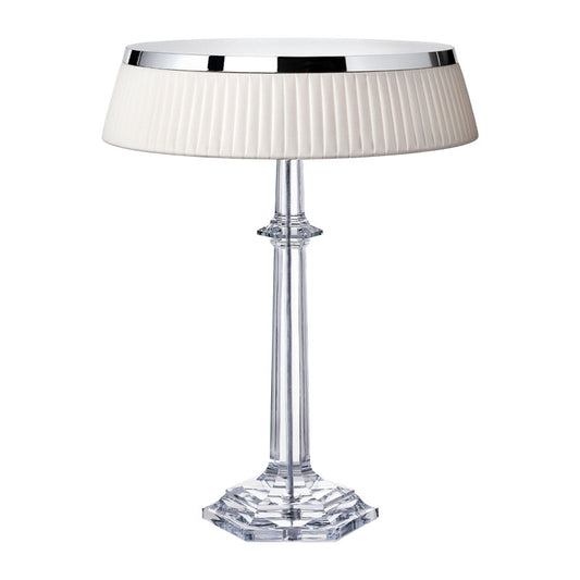 Crystal Table Lamp with White Pleated Fabric Shade, Modern Luxury Bedside Lamp with E27 Socket and Button Switch, Decorative Nightstand Lamp for Bedroom Living Room Study