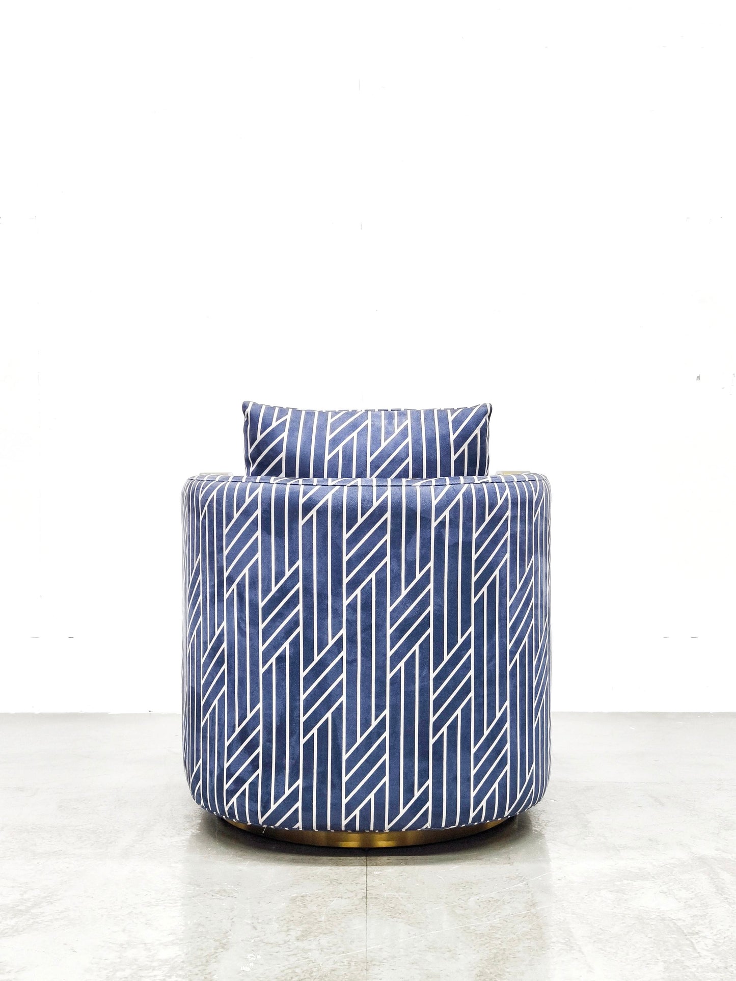 Blue Velvet Swivel Accent Chair with Gold Metal Arms for Living Room