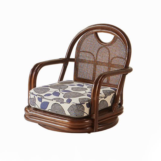 Japanese Style Rattan Floor Chair with Cushion, Low Lounge Armchair, Handwoven Wicker Tatami Tea Chair for Living Room, Meditation, Reading Nook and Tea Room