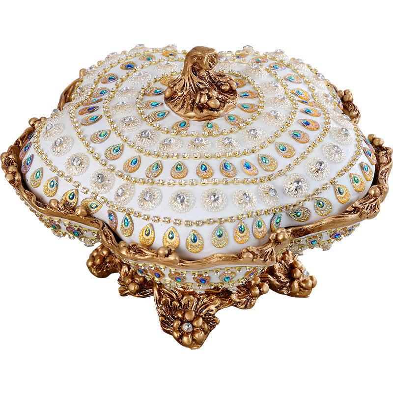 Luxury Covered Divided Candy Dish, Rotating 6-Section Dry Fruit Tray with Lid, Decorative Footed Snack Serving Bowl for Coffee Table, Living Room, Tea Table, Nuts, Candy, Cookies, Dried Fruit