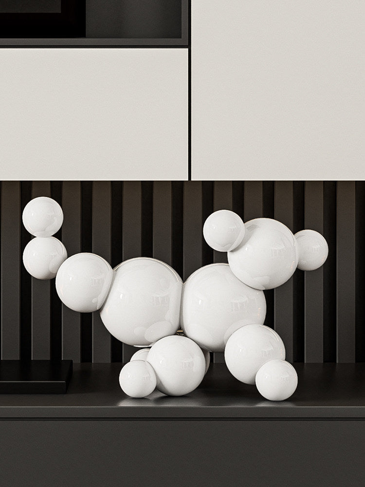 Modern Ceramic Balloon Dog Sculpture, Glossy White Abstract Dog Statue for Living Room, Entryway, TV Console, Bookshelf, Office &amp; Shelf Decor