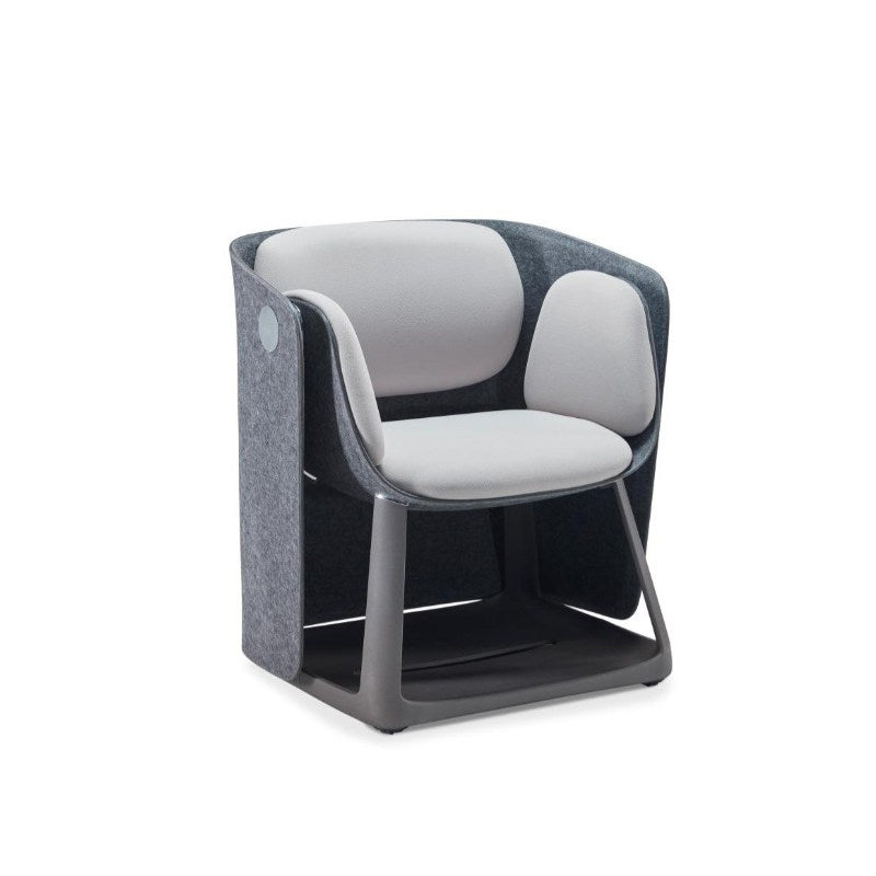 Gray Upholstered Accent Chair with Adjustable Backrest, Modern Lounge Seat