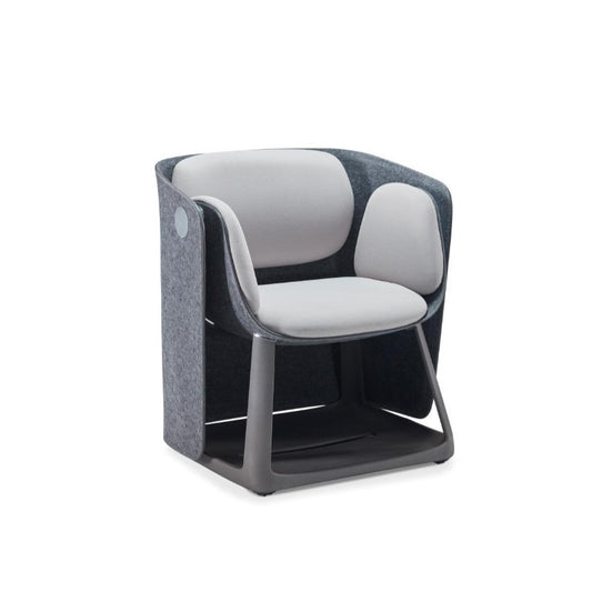 Gray Upholstered Accent Chair with Adjustable Backrest, Modern Lounge Seat