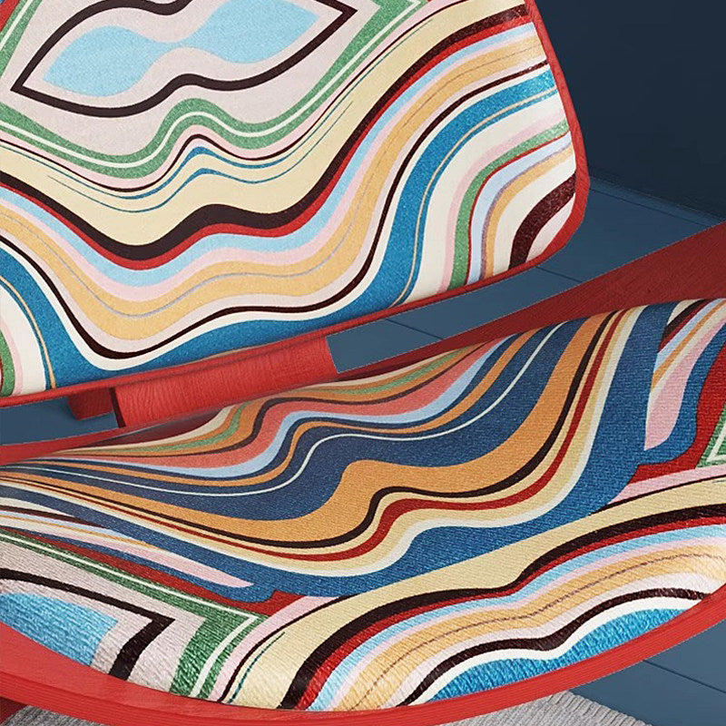 Curved Upholstered Lounge Chair, Red Accent Chair for Living Room