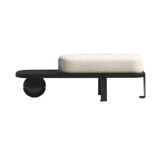 Black Wood Entryway Bench with Ivory Cushion and Display Shelf