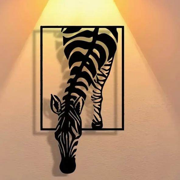 Black Metal Zebra Wall Art, Safari Animal Silhouette Wall Decor, Modern Zebra Head Sculpture for Entryway, Bedroom, Living Room, Hallway, Office, Farmhouse Decor
