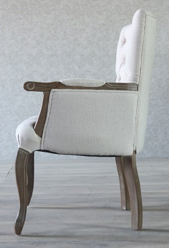 Tufted Upholstered Dining Chair with Solid Wood Frame and Linen Fabric