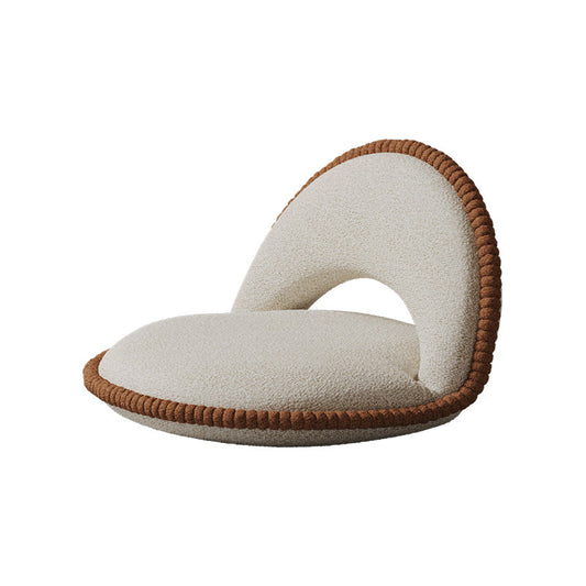 Cream Bouclé Floor Chair with Adjustable Arched Backrest, 23.6-Inch Cushioned Tatami Lounge Seat with Padded Base for Bedroom, Reading Nook, Meditation Room or Bay Window