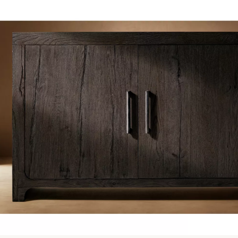Dark Wood Sideboard Buffet Cabinet, 2-Door Solid Wood Storage Credenza TV Console for Dining Room, Living Room, Hotel, Villa, Entryway