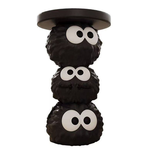 Black Big-Eyed Creature Side Table with Round Top, Resin Cartoon Accent End Table with Rear Coin Slot for Living Room, Bedroom, Nursery, Sofa Side and Small Spaces