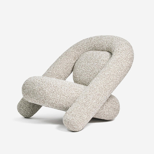 Modern Boucle Accent Lounge Chair, Curved Upholstered Armchair, Sculptural Single Sofa Chair for Living Room, Bedroom, Reading Nook and Boutique Hotel