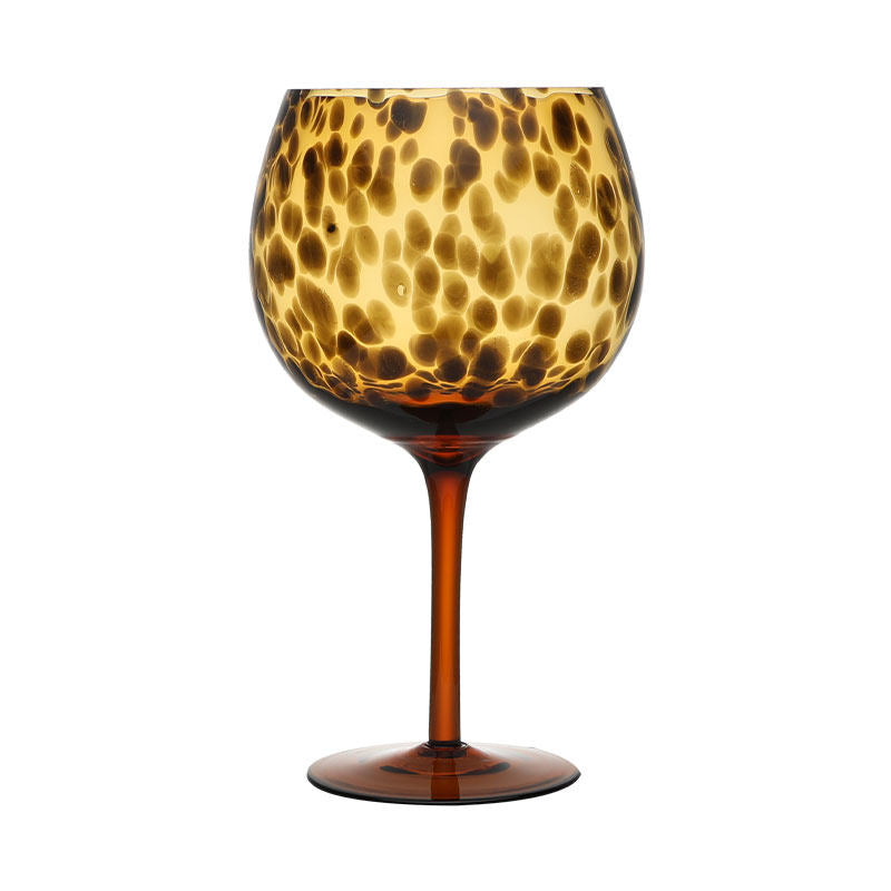 Leopard Print Wine Glass, 20.6 oz Amber Animal Print Goblet, Vintage Style Stemmed Red Wine Glass for Cocktails, Sangria, Juice, Dinner Parties, Home Bar and Gifts, Set of 1