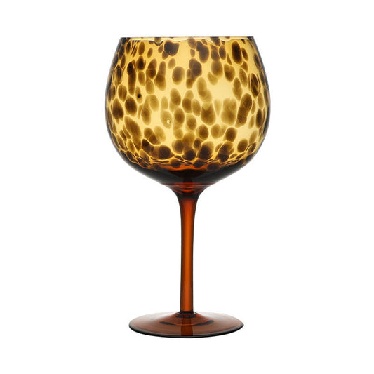 Leopard Print Wine Glass, 20.6 oz Amber Animal Print Goblet, Vintage Style Stemmed Red Wine Glass for Cocktails, Sangria, Juice, Dinner Parties, Home Bar and Gifts, Set of 1