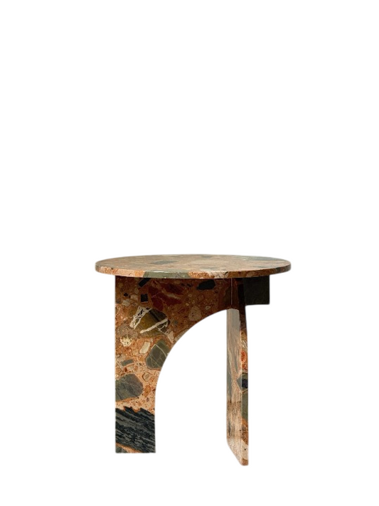 Round Marble Side Table, Natural Stone Accent End Table for Living Room, Bedroom, Sofa Side and Bedside Use