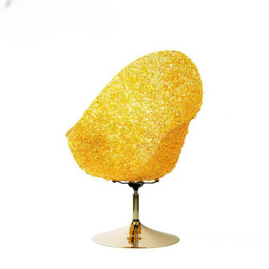 Gold-Tone Polycarbonate High-Back Chair with Pedestal Base