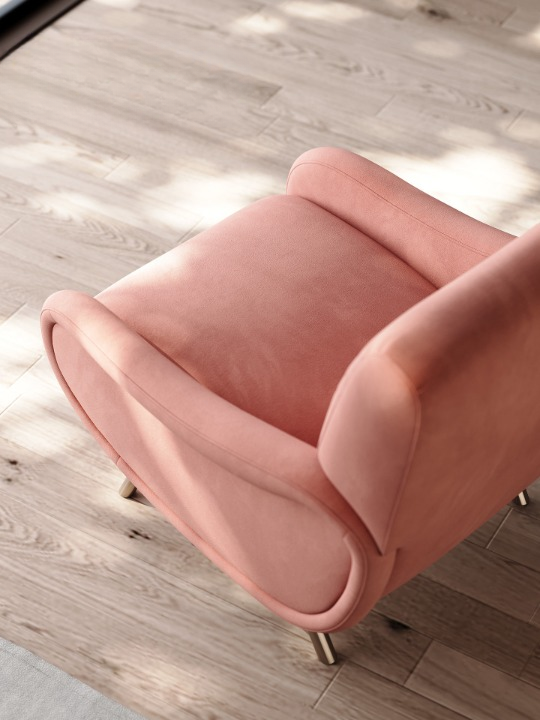 Blush Pink Accent Chair, French Style Upholstered Lounge Armchair with Metal Legs, Modern Single Sofa Chair for Living Room, Bedroom and Reading Nook