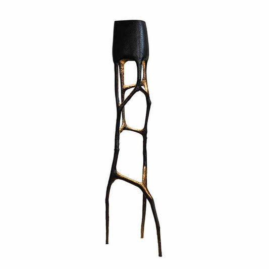 Modern Sculptural LED Floor Lamp, Tree Hollow Standing Light with Integrated Warm Ambient Glow and Matte Black Fiberglass Body for Living Room, Hotel Lobby or Showroom