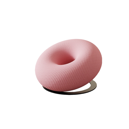 Pink Round Accent Chair, Donut Shaped Lounge Chair, 3D Knit Upholstered Single Sofa Chair for Living Room, Bedroom, Balcony, Reading Nook and Modern Lounge Spaces