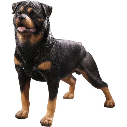 1:6 Scale Rottweiler Dog Figure, Realistic Standing Short Tail Dog Figurine, Hand Painted Collectible Animal Statue, Police Dog Model for Desk Display, Shelf Decor, Action Figure Accessories