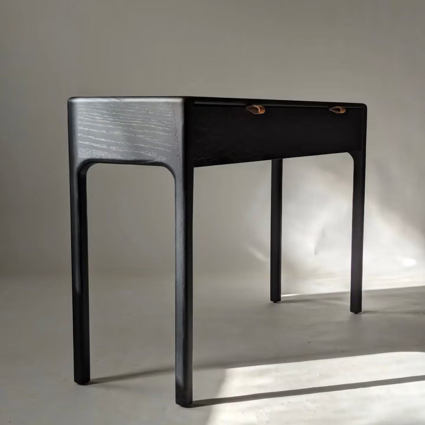 Black Solid Wood Console Table, 47 Inch Narrow Entryway Table with 2 Drawers, Textured Storage Sofa Table for Hallway, Foyer, Living Room, Behind Couch, Entry Decor