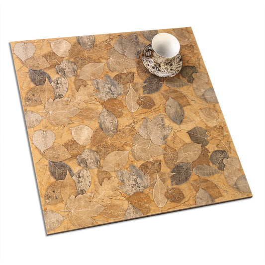 Rustic Autumn Leaf Porcelain Floor Tile Vintage Nature Pattern Ceramic Tile Non Slip Decorative Flooring for Patio Balcony Kitchen Café Restaurant 23.6 x 23.6 Inch