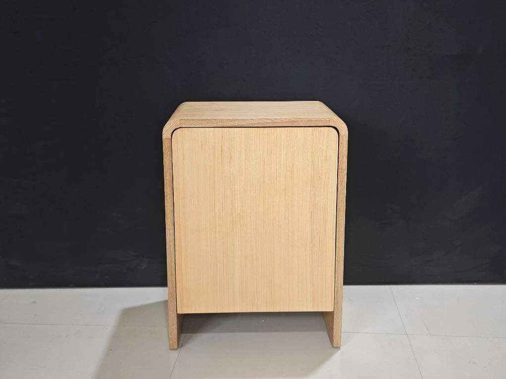 Natural Wood Sideboard Cabinet with 2 Doors and Open Shelf