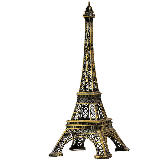 Large Eiffel Tower Statue Decor, 24.4 Inch Metal Paris Landmark Model, Vintage Bronze Architectural Figurine for Living Room, Bedroom, Office, Shelf, Wine Cabinet, Photography Prop