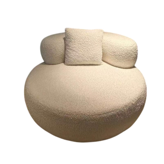 Ivory Boucle Round Accent Chair for Living Room Bedroom