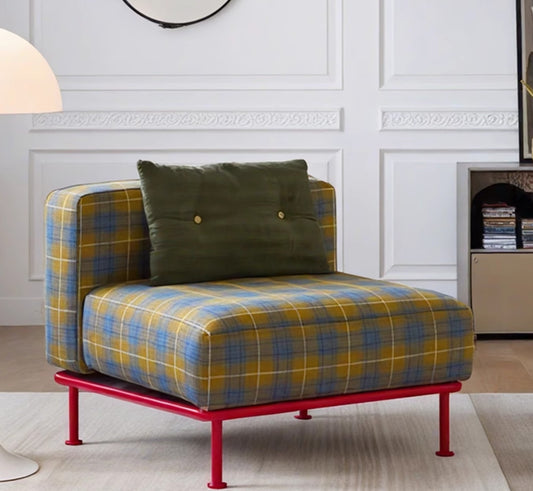 Vintage Dopamine Modular Armless Accent Chair – Artistic Designer Single Seat Sofa for Living Room, Apartment & Study