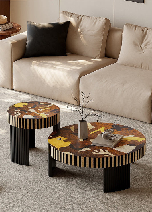 Designer Coffee Table Set Collection, Luxury Mid-Century Modern Artistic Table Combination, Coffee Table+Side Table