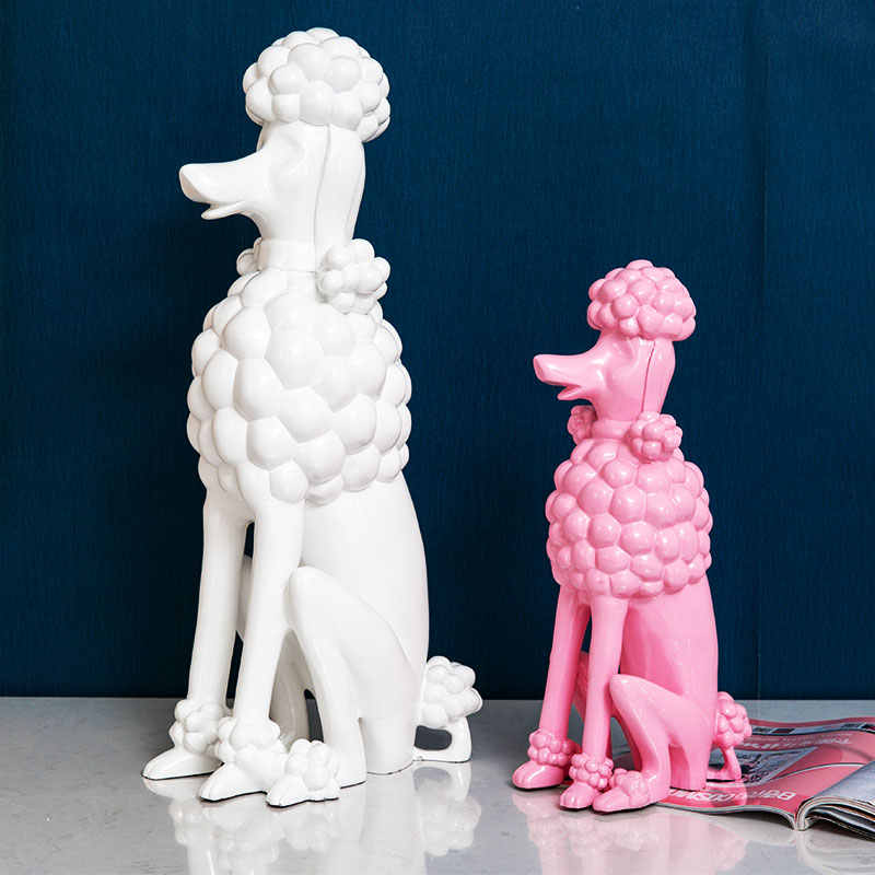 Modern White Poodle Dog Sculpture – Luxury Large Resin Figurine for Living Room, Entryway, or Office Décor