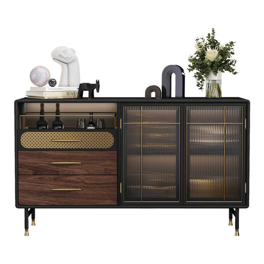 Modern Luxury Sideboard, Minimalist Glass Bar Cabinet with Storage Drawers, High-End Dining Room Buffet