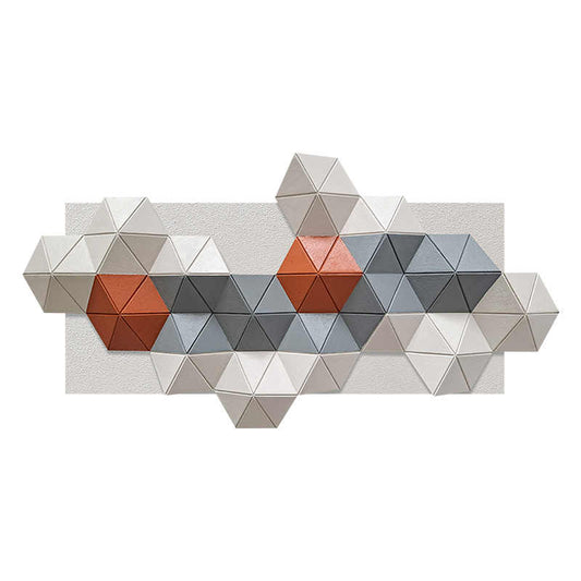 Modern Geometric 3D Abstract Relief Wall Art, Hand-Painted Triangular Sandstone Sculpture Panel for Living Room Sofa or Bedroom Decor