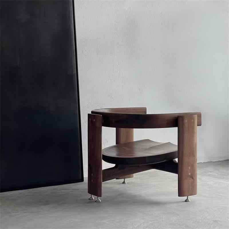 Vintage Solid Wood Sculptural Lounge Chair, Designer Single Sofa Armchair, Retro Accent for Living Room, Entryway & Creative Spaces