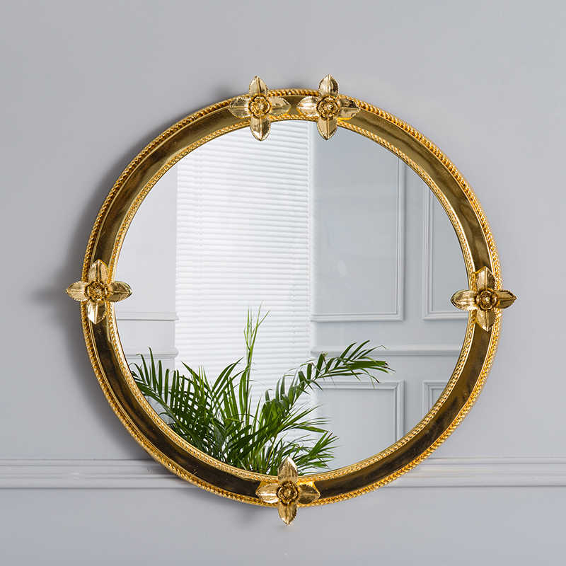 Brass Round Wall Mirror – Gold Vanity Mirror for Bathroom, Bedroom, Entryway, or Living Room Decor