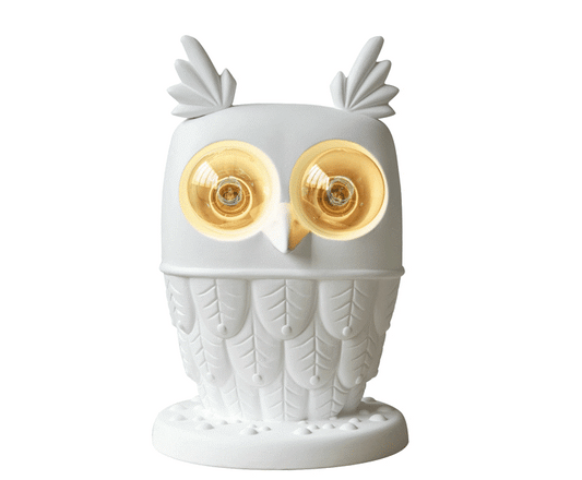 Postmodern Owl Table Lamp, Creative Designer Animal Accent Light for Living Room, Bedroom, Dining, White Sitting Bird Figurine