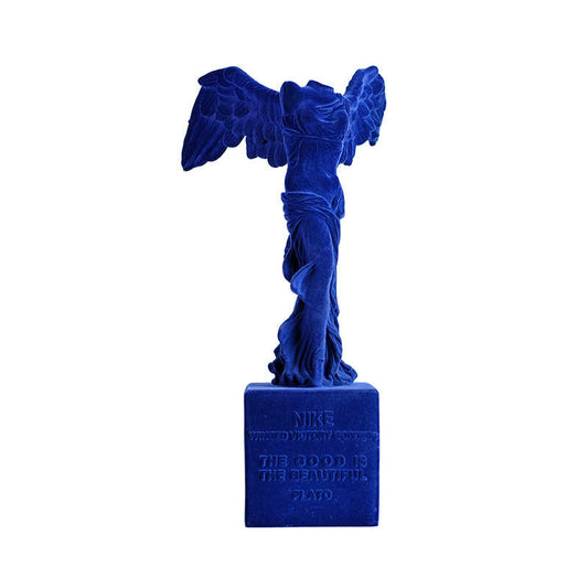 Victory Goddess Modern Velvet Flocked Resin Sculpture, Winged Victory Art Home Display, Nike Greek Statue Décor
