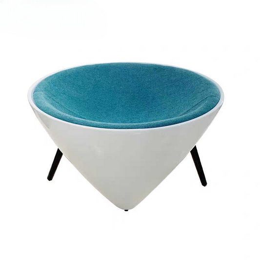 Modern Blue Beret Lounge Chair, Fiberglass Minimalist Artistic Accent Chair, Contemporary Living Room Single Sofa