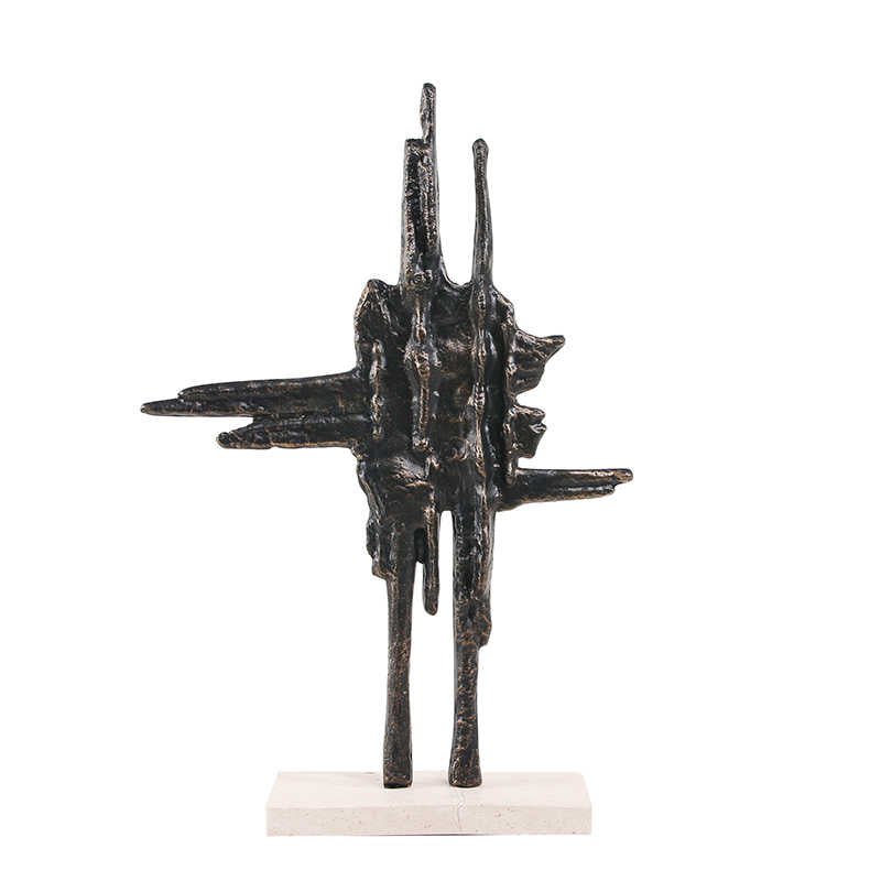 Modern Geometric Abstract Yoga Sculpture, Artistic Desktop Figure, Minimalist Bronze Resin Decor for Living Room, Entry, or Table Display