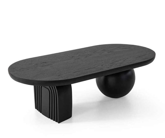 Minimalist Designer Oval Coffee Table, Modern Solid Wood Black Artistic Living Room Table, Custom Statement Centerpiece