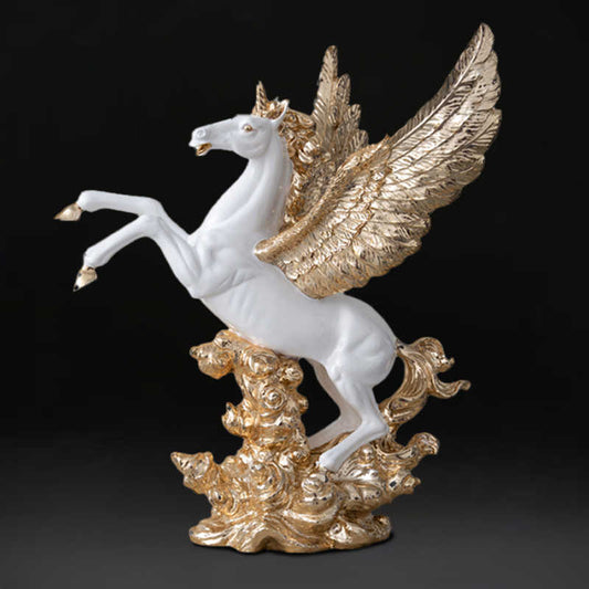 Rose Gold Pegasus Sculpture – Large Luxury Resin Winged Horse Figurine for Living Room, TV Cabinet, or Office Gift