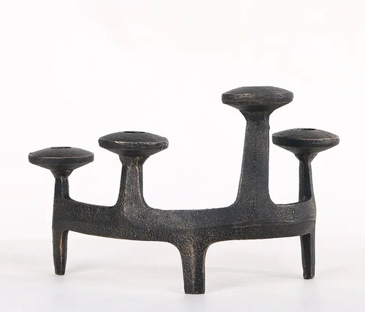 Vintage Iron Candle Holder | Decorative Accent for Living Room, Foyer & Dining Table