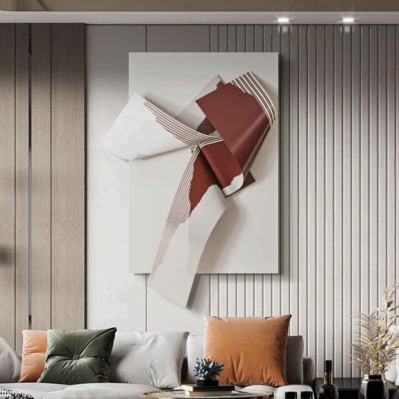 Modern Abstract 3D Wall Sculpture for Living Room, High-End Hotel Sample Room Customized Folded Installation Art Decor