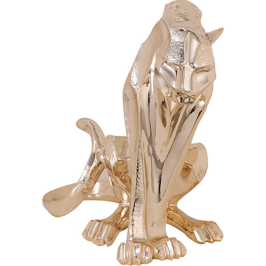 Luxury Rose Gold Leopard Sculpture – Modern Resin Panther Figurine for Living Room, Entryway, or Office Decor