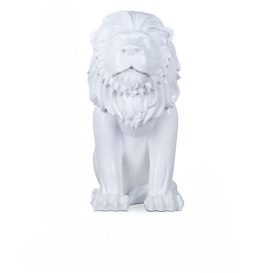 Modern White Lion Sculpture – Large Resin Decorative Art Statue for Living Room, Office, Entryway, or Hotel Decor