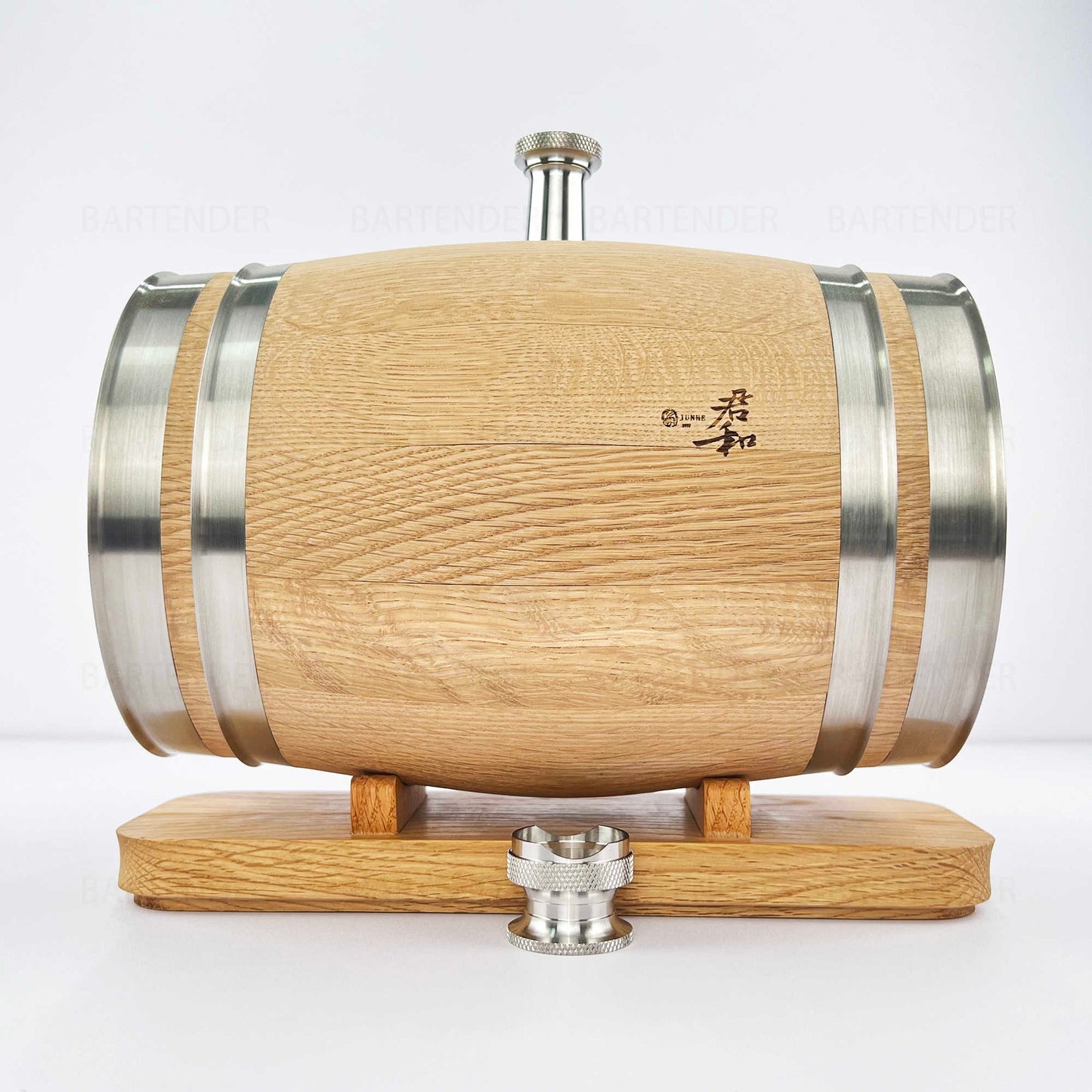 Oak Barrel 3L Whiskey & Cocktail Aging Barrel, Natural Solid Oak Wine Barrel with Metal Rings, Single Pack