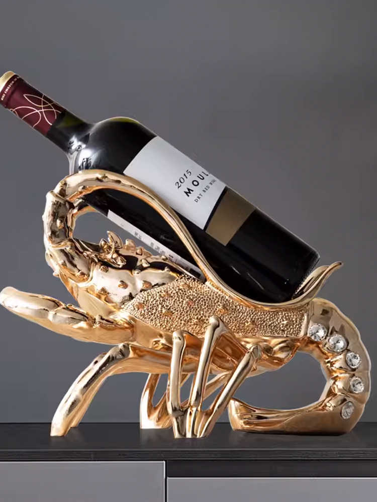 Luxury Lobster Wine Bottle Holder – Unique Resin Bar Centerpiece for Living Room, Cabinet, Housewarming Gift